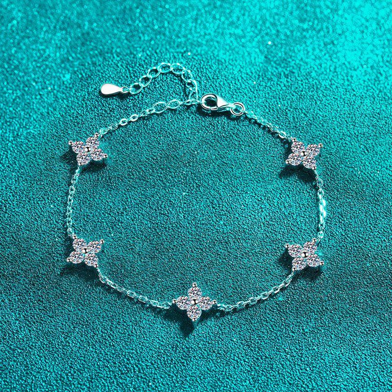 Star Constellation Bracelet with Moissanite Stones in Platinum-Plated 925 Sterling Silver