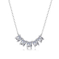 White Moissanite Geometric Five Stone Fan Curve 925 Sterling Silver Necklace