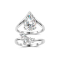 Pear Cut White Moissanite Two Piece Ring Set D Color 925 Sterling Silver Stacked Ring