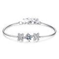 Women's Sterling Silver Bracelet with 1 Carat Moissanite and 6.5mm Zircon in Four-Prong Pt950 Gold Plated Floral Design