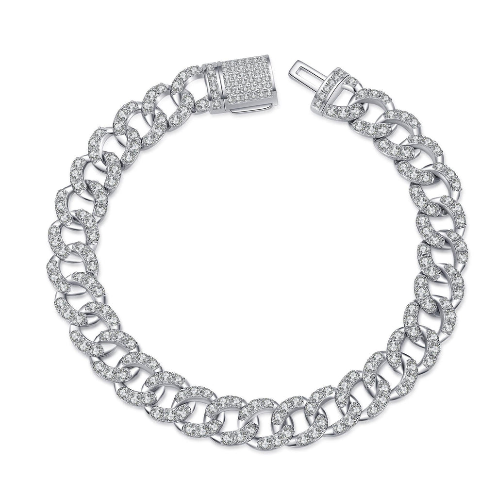 Unisex Moissanite Bow Bracelet in 925 Sterling Silver with Platinum Plating