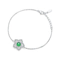 Round Green Chalcedony Floral Bracelet in 925 Sterling Silver