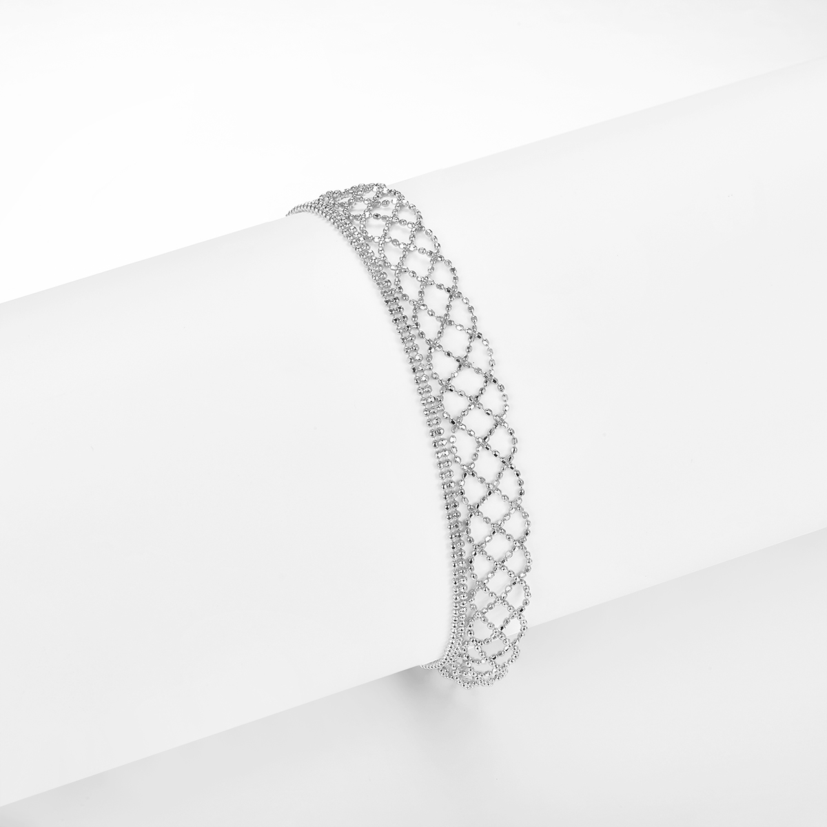 Stone-Free Italian Lace Lattice Chain Bracelet in 925 Sterling Silver