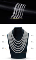 Round Moissanite Pave Cuban Link Chain Jewelry in 925 Sterling Silver