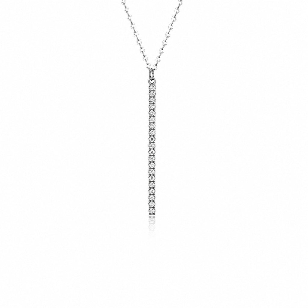 Moissanite Geometric Vertical Bar Pendant  In 925 Sterling Silver Necklace