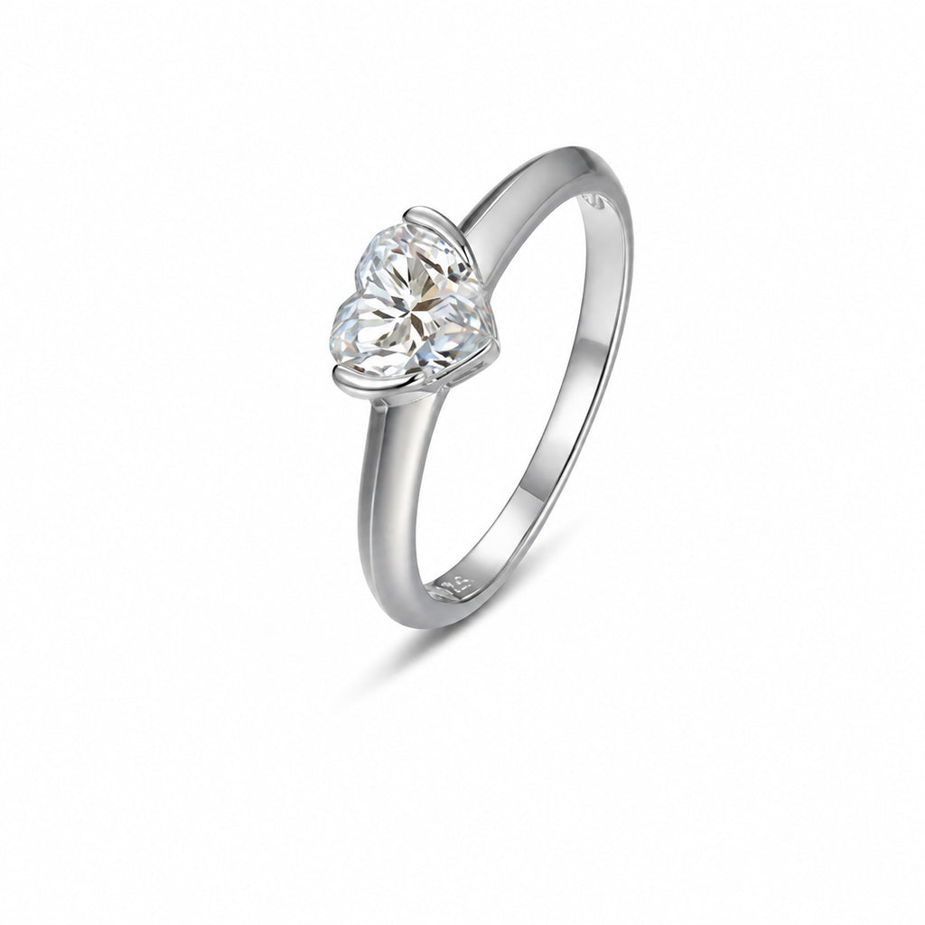 Heart Shape White Moissanite  925 Sterling Silver Ring